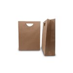 Paper Bag + Die-Cut Handle: Brown Kraft Medium 250mm (W) x 370mm (H) + 100mm (G) - Carton of 100