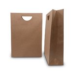 Paper Bag + Die-Cut Handle: Brown Kraft Large 300mm (W) x 420mm (H) + 120mm (G) - Carton of 100