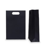 Paper Bag + Die-Cut Handle: Black Kraft Medium 250mm (W) x 370mm (H) + 100mm (G) - Carton of 100