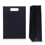 Paper Bag + Die-Cut Handle: Black Kraft Large 300mm (W) x 420mm (H) + 120mm (G) - Carton of 100