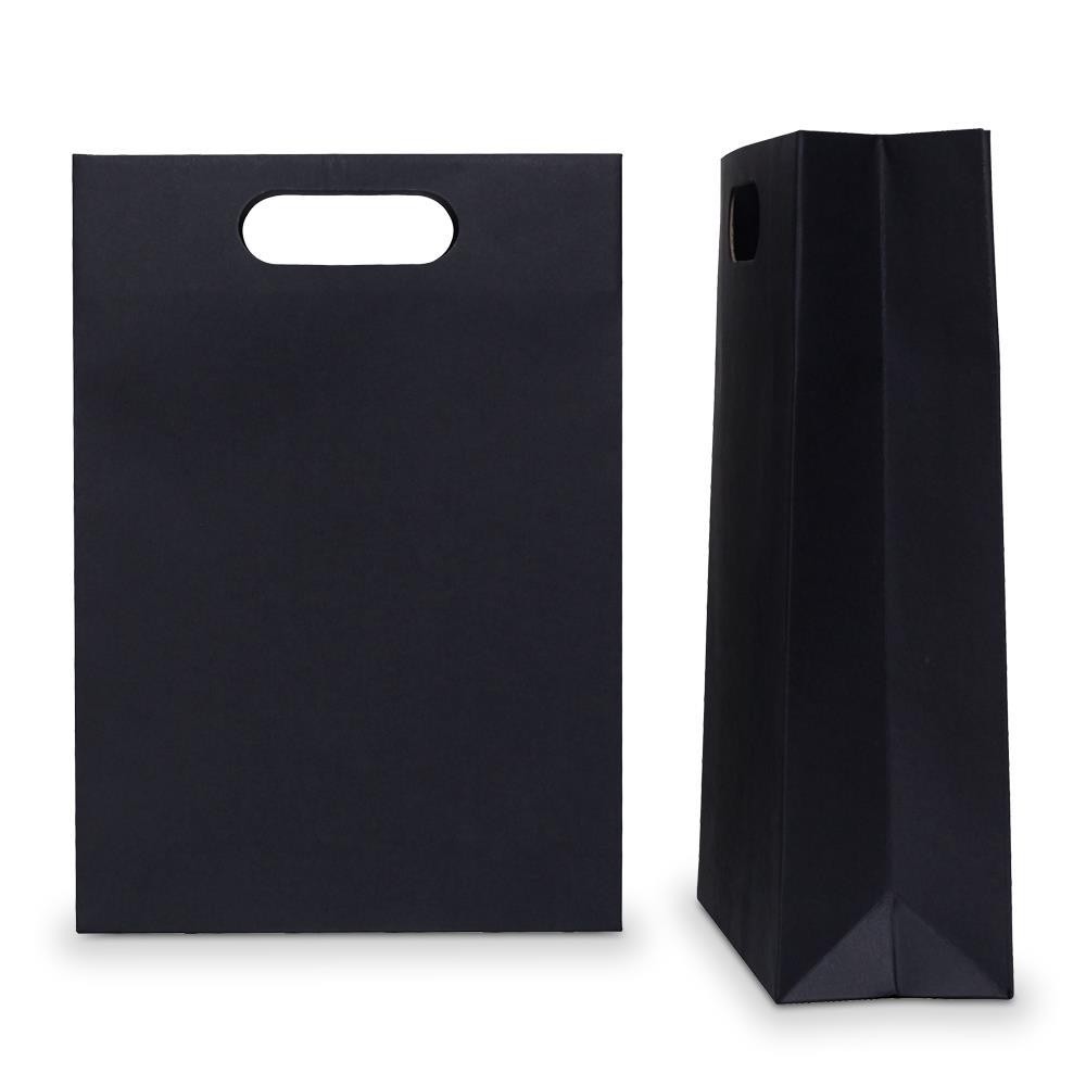 Black paper cheap bags with handles