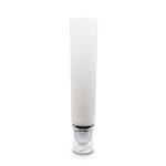 White Airless Open-Ended Tube with Shiny Silver Pump and Clear Cap