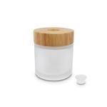 Frosted 50ml Round Reed Diffuser Bottle with Round Wood Collar Cap and Plug