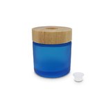 50ml Blue Round Reed Diffuser Bottle with Round Wood Collar Cap and Plug