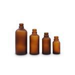 Frosted Amber Round Tamper-Evident Glass Bottles