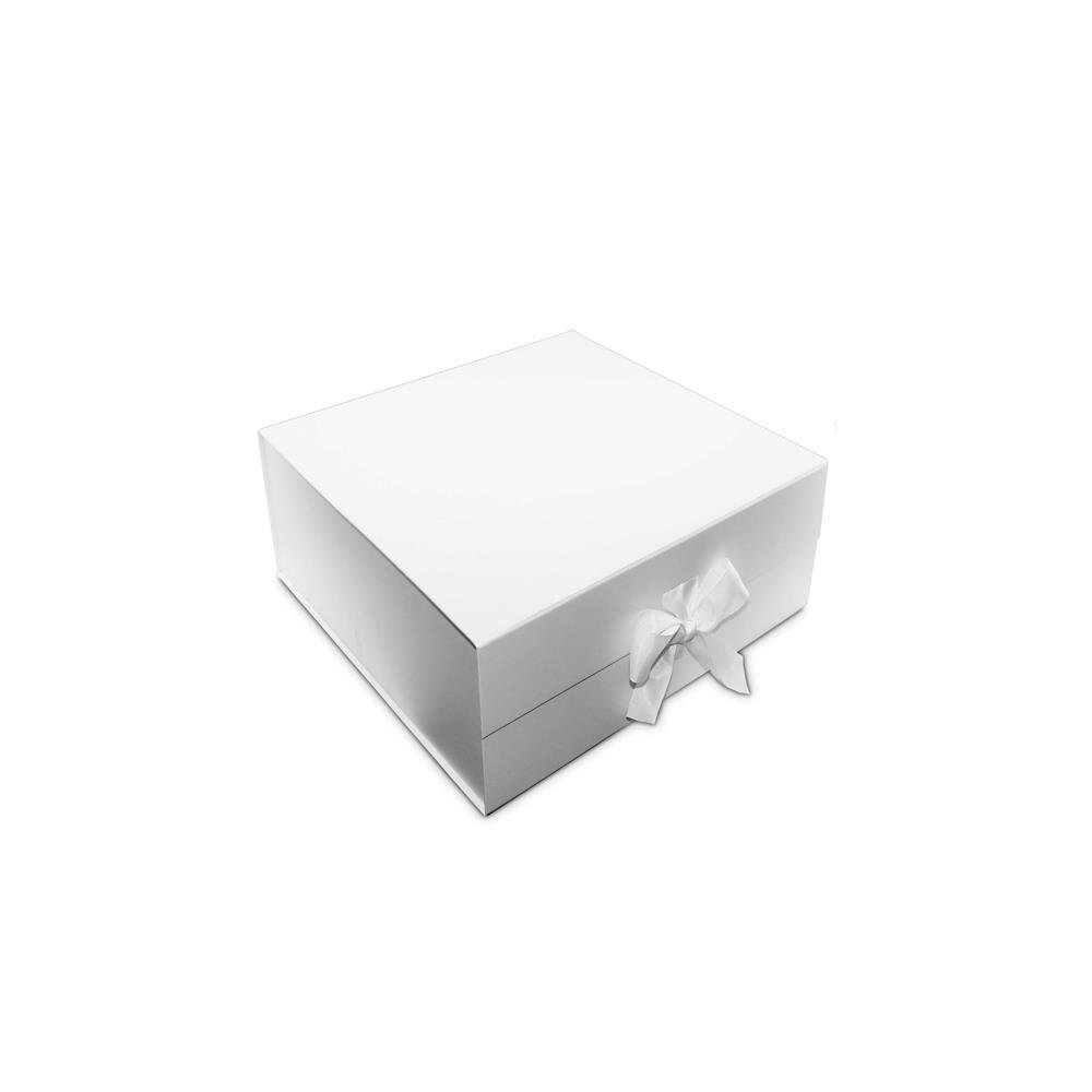 Small Box Hamper Ice Small Hamper Foldable Rigid Box + WHITE RIBBON: 275mm (W) x 275mm ...