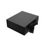 Midnight Small Hamper Foldable Rigid Box + BLACK RIBBON: 275mm(W) x 275mm(L) x 110mm(D)-Carton of 25