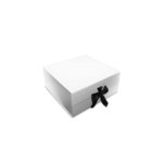 Ice Small Hamper Foldable Rigid Box + BLACK RIBBON: 275mm (W) x 275mm (L) x 110mm (D) - Carton of 25