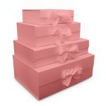 Pink Foldable Rigid Boxes with Pink Ribbon