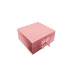 Pink Small Hamper Foldable Rigid Box + RIBBON: 275mm (W) x 275mm (L) x 110mm (D) - Carton of 25