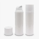 50ml White Alba Airless Serum Bottle (with Cap)