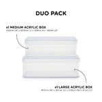 Acrylic Boxes: DUO PACK MED & LRG - 400x300x160mm, 450x350x200mm