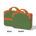 Mini Suitcase - Dark Green with Orange