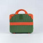Mini Suitcase - Dark Green with Orange