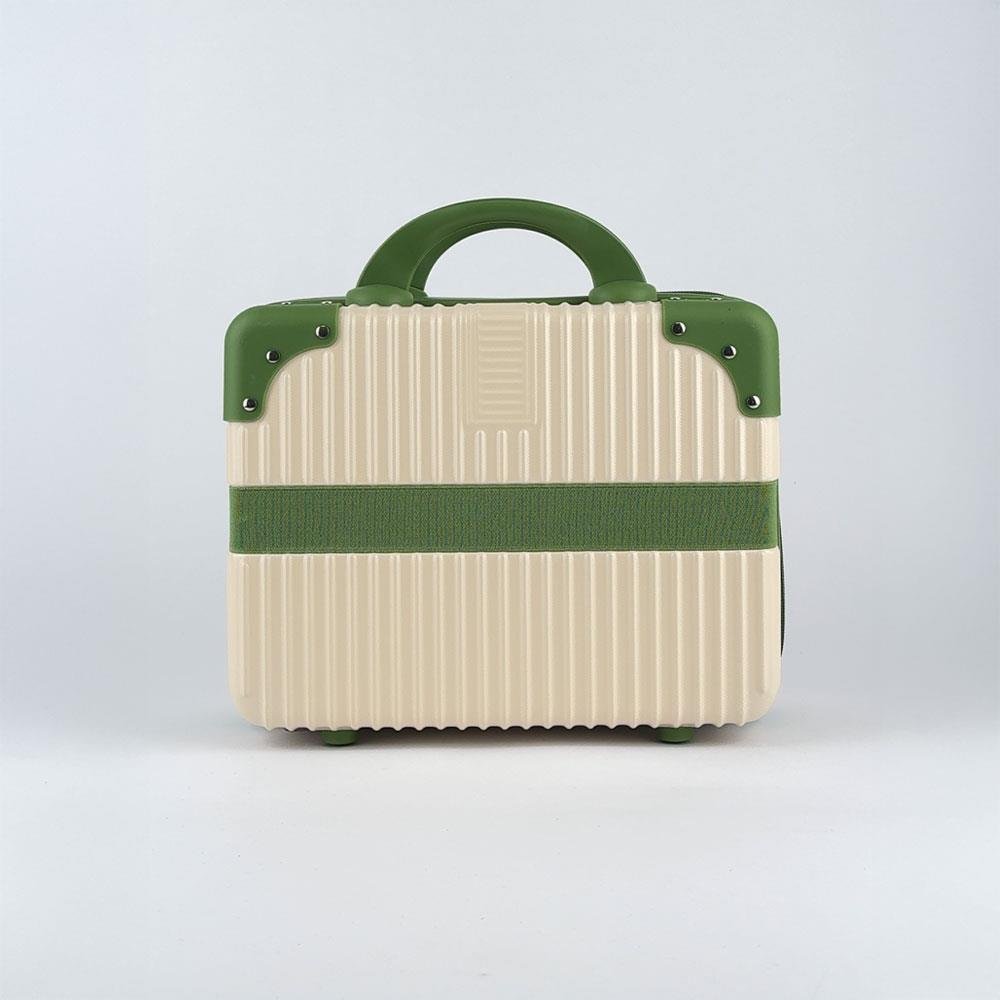 Suitecase Mini Mini Suitcase - Beige with Dark Green - New Directions Australia
