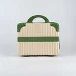 Mini Suitcase - Beige with Dark Green