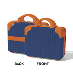 Mini Suitcase - Dark Blue with Orange