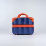 Mini Suitcase - Dark Blue with Orange