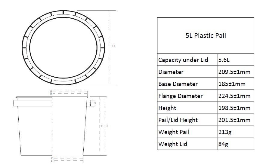 5Lt Pail White with Tamper-evident Lid