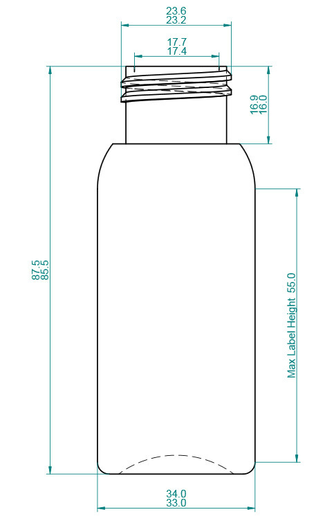Amber 50ml RECYCLED PET Round Bottle (rPET)