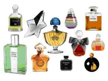Bottles of some notable commercial perfumes
