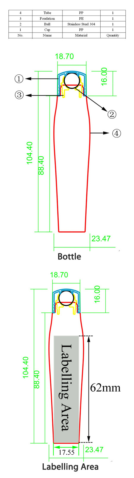 12ml Black Roll On Bottle with Stainless Steel Roll On and Natural Over Cap