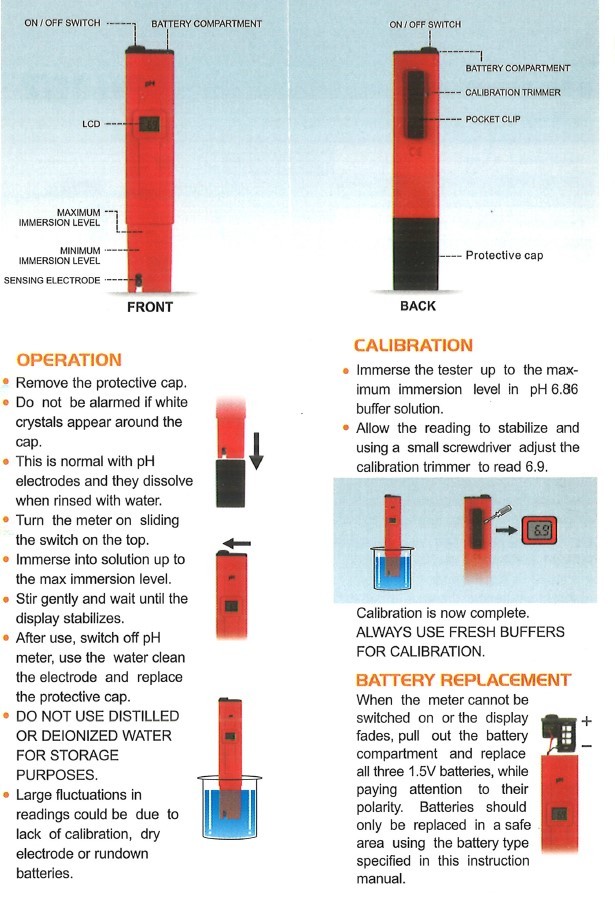 PH Meter with Buffer Solutions 7 & 4