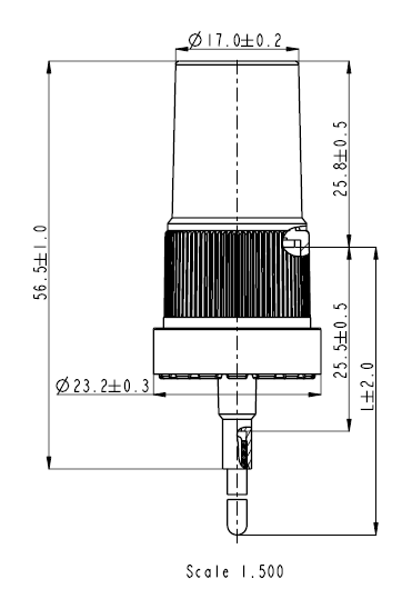 Atomiser White 18mm Technical Drawing