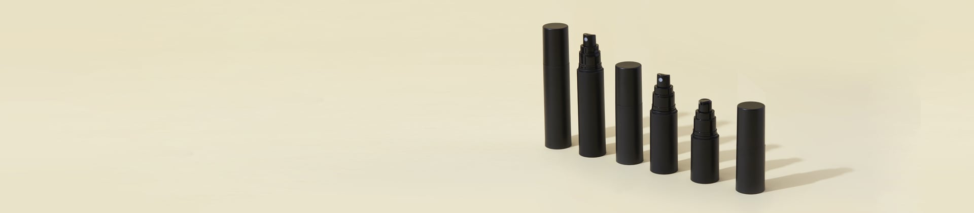 Black Matte PP Airless Serum and Spray Bottles with Cap