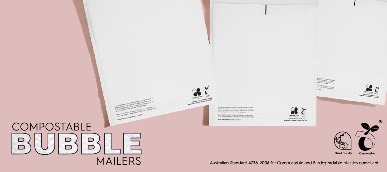 Compostable White Bubble Mailer Envelopes